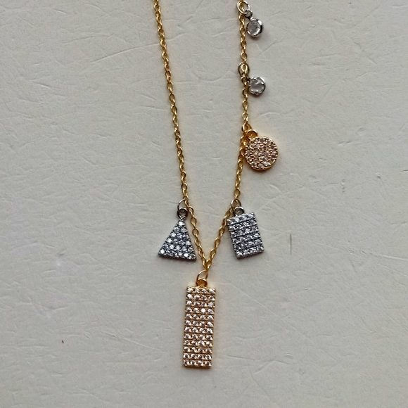 Adornia Gold Plated Sterling Silver Pavé Swarovski Crystal Pendant Neckl… - Picture 3 of 8